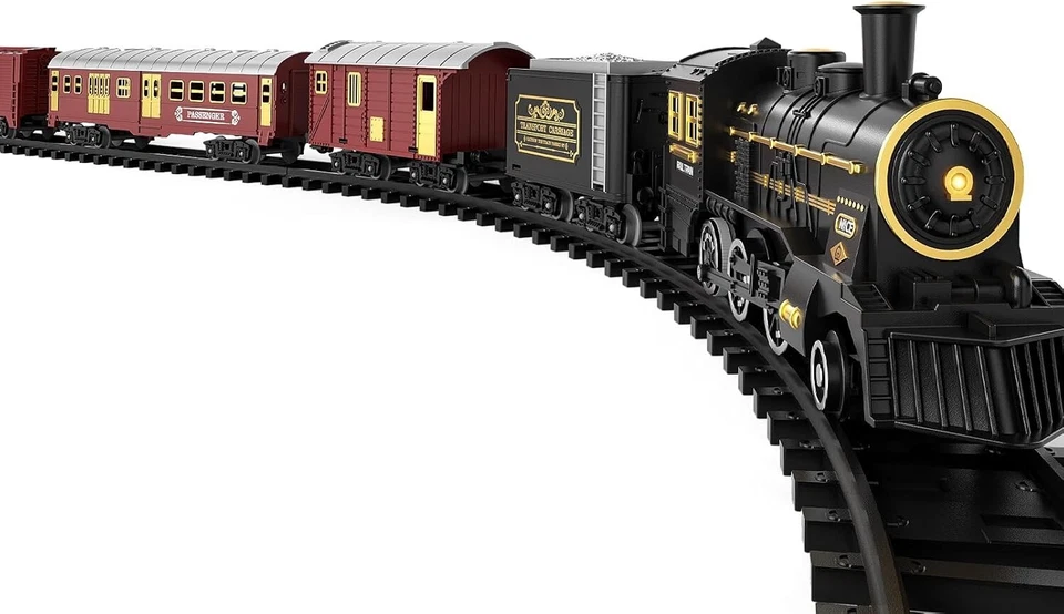 All-in-One Train Set for Kids: Classic Steam Locomotive with Carriage & Tracks - Image 3 of 4