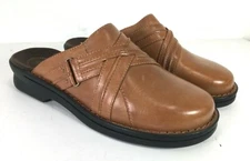 Clarks Womens Leather Slip On Clogs Sz 8M Patty Chile Tan 35559 Contour Heel