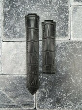 New 20mm Leather Strap Black Watch Band CARTIER Ballon Bleu Single Fold Large