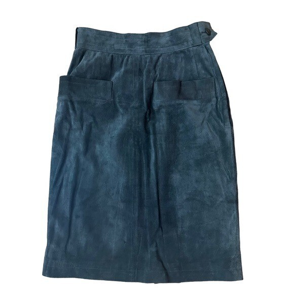 Gonna vintage anni '70 Saint Laurent YSL grigio pelle scamosciata taglia 25