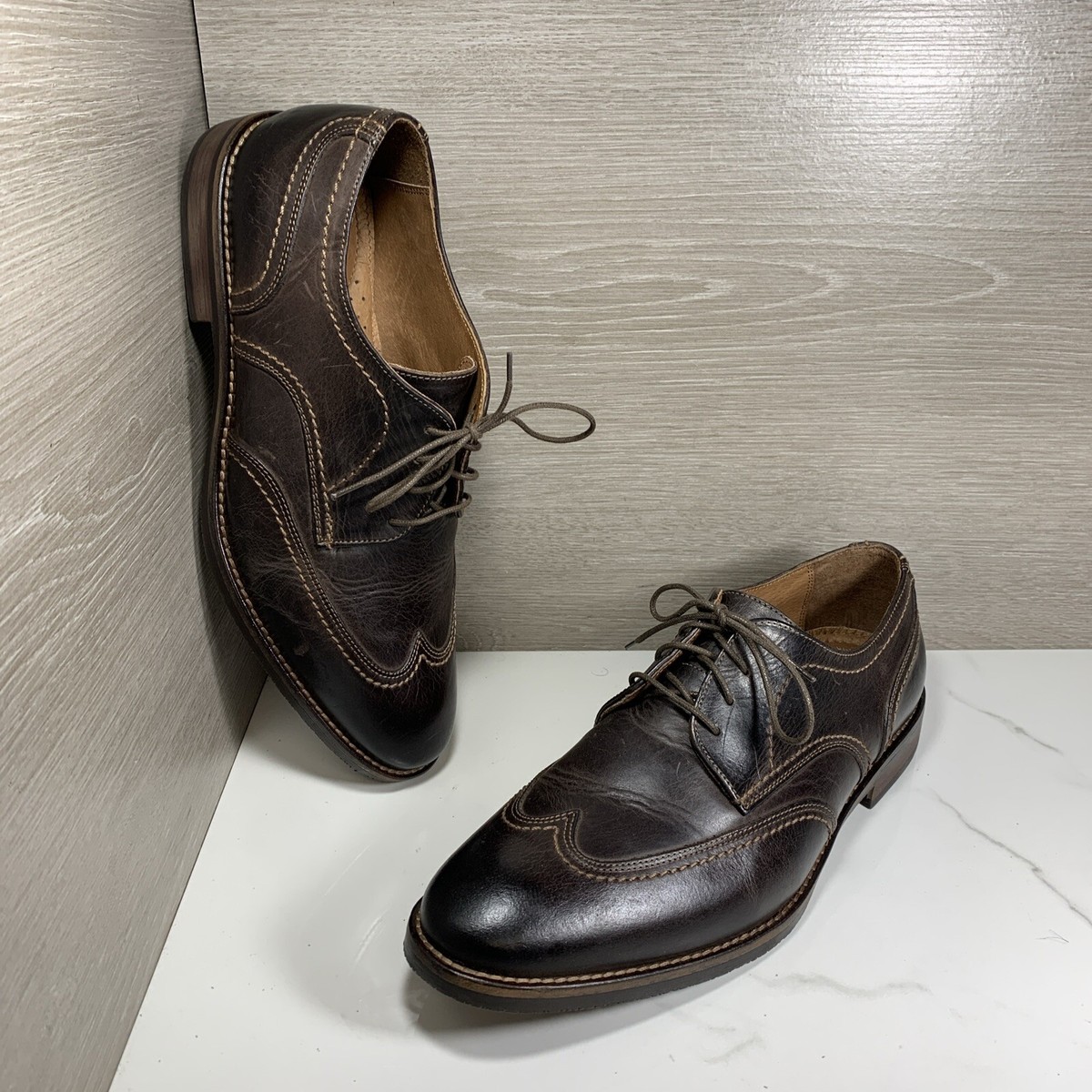 Johnston & Murphy Wingtip Men\'s 9M US Leather Brown Dressy 59-11822 Johnston & Murphy Brown Wingtip Dress Shoes for Men for sale  main image 4