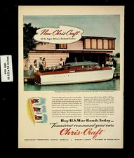 1945 Chris-Craft Super DeLuxe Enclosed Cruiser Boat Vintage Print Ad 24234