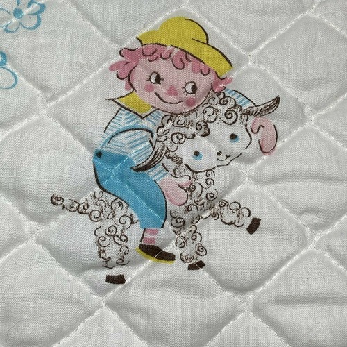 Vintage Raggedy Ann & Andy Crib Quilt Blanket Satin Trim 44 x 58 - Picture 4 of 7