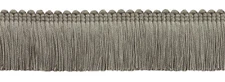 Silver Grey 1.25" Brush Fringe Trim Silver Chalice [5 Yards]