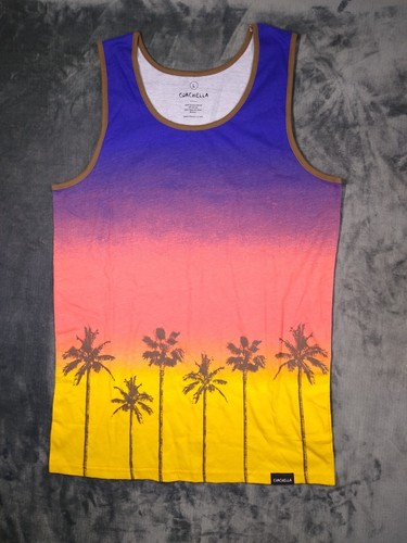 Coachella T-Shirt Tank Top 2015 Sommer Musik Festival Tour Größe Large verblassende Farbe