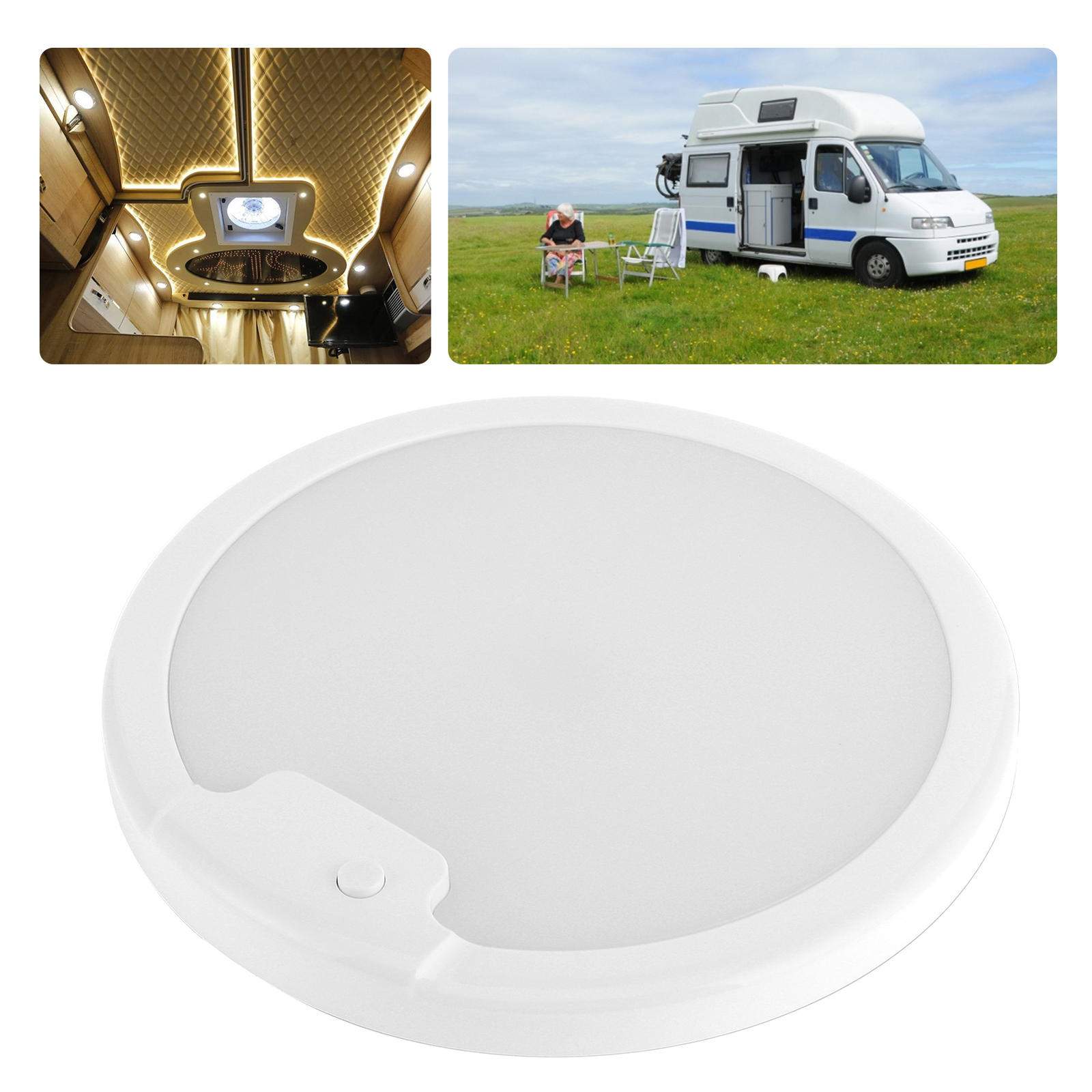 Warm White Universal Ceiling Light UltraThin 12V 24V LED Roof Dome Lamp For Car