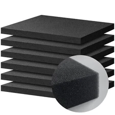 6 PCS Polyurethane Foam Sheets 16 X 12 X 1 Inch Packing Foam Pad Black Foam I...