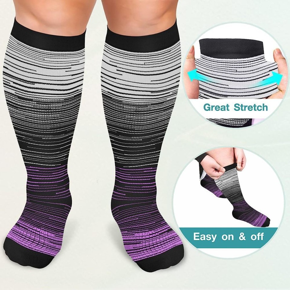 Plus Size Compression Socks Unisex 2030 mmHg Wide Calf Extra Large
