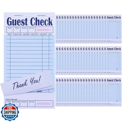 60 Pack Guest Checks Books Bulk Server Note Pad Numbered Waitress Notepad for