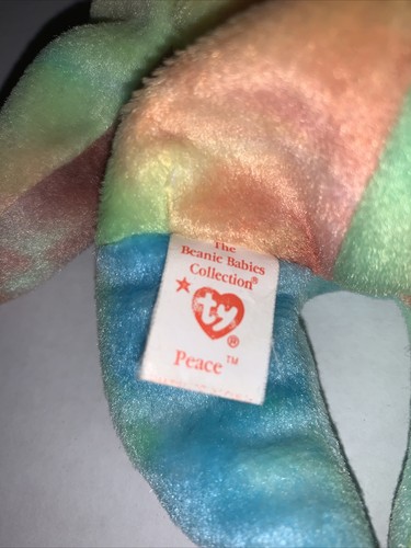 1996 Ty “Peace” Beanie Baby Retired w/Swing Tag - RARE TAG ERRORS & PVC PELLETS - Picture 5 of 9