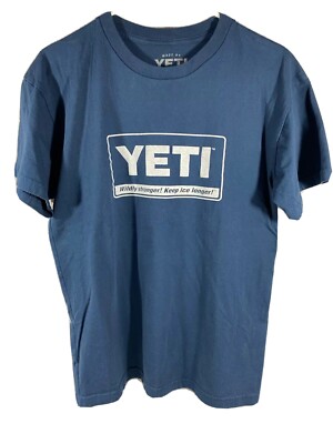 Yeti T-Shirt Men's Medium Blue Cotton Short Sleeve Yeti Coolers