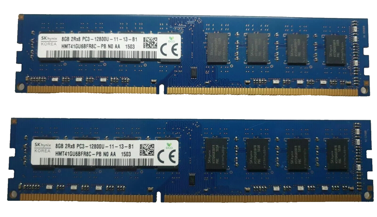 SK HYNIX 16GB(2X8GB) 2RX8 PC3-12800U MEMORY HMT41GU6BFR8C-PB