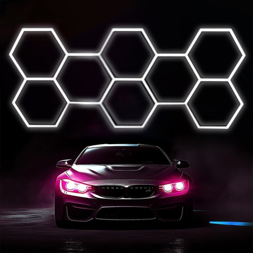 8PC Sechseck Bienenstock Garagenbeleuchtung 6500K 296W LED Hexagon Licht 35520LM - Picture 2 of 14