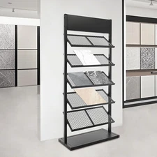 5-tier Ceramic Sample Display Rack, Floor Porcelain Display Stand Rack Black