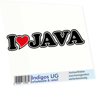 Autoaufkleber - Aufkleber - Sticker Auto mit Herz - 15 cm I LOVE JAVA