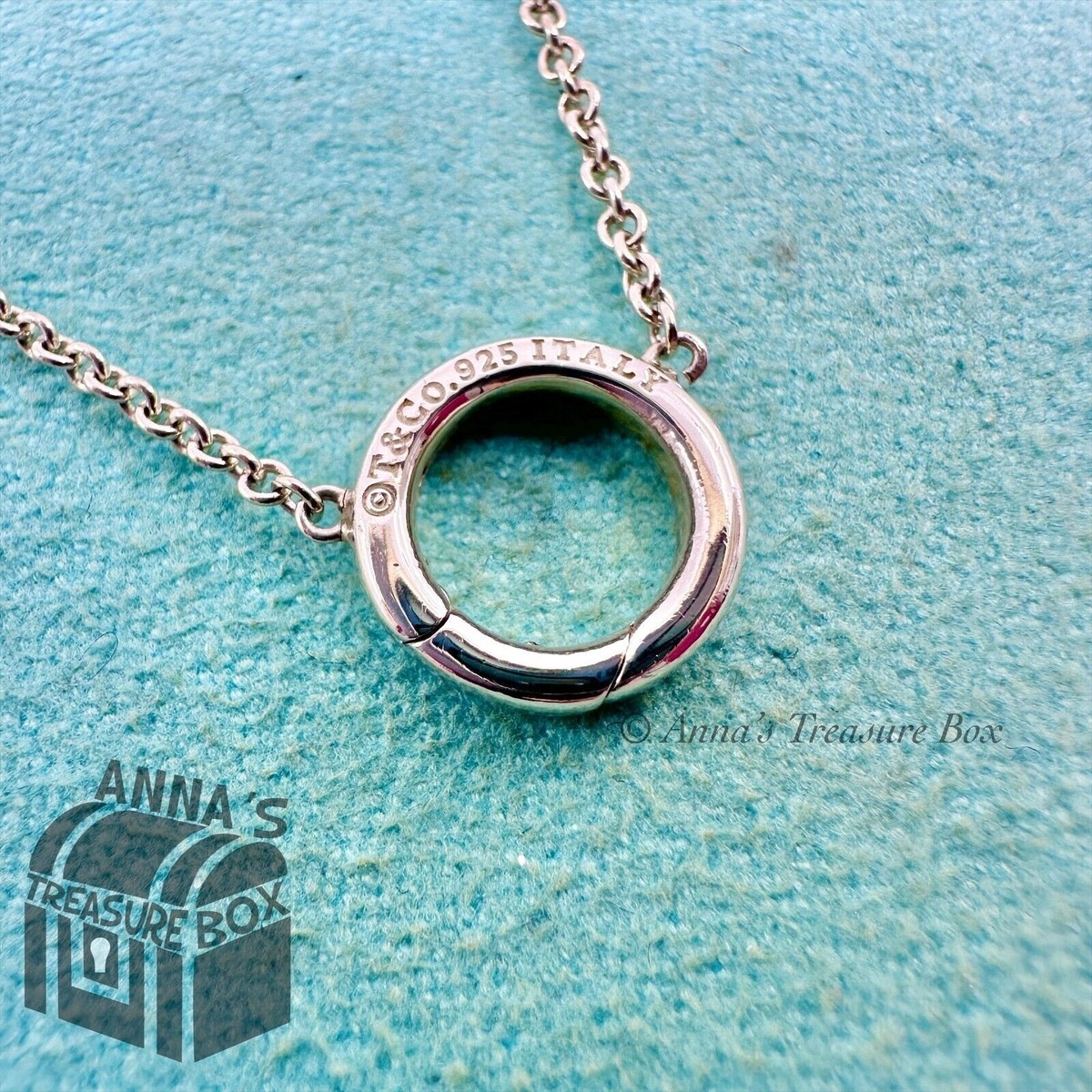 Tiffany & Co. 925 Silver Charm Clasping Link Adjustable 16-18