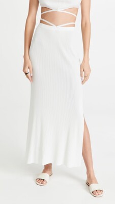 DEVON WINDSOR Sage Skirt Off White Rib Knit Tie Wrap Resort S NWT $198