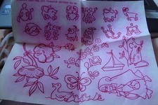 Sternzeichen und Blumen Paar Stickerei Transfers 1965