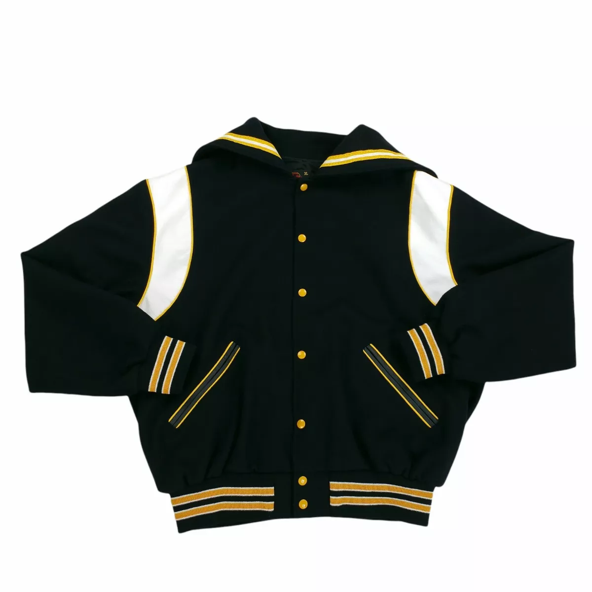 Vintage Mens Game Sportswear Wool Leather Varsity Jacket Sz XL Black USA Made