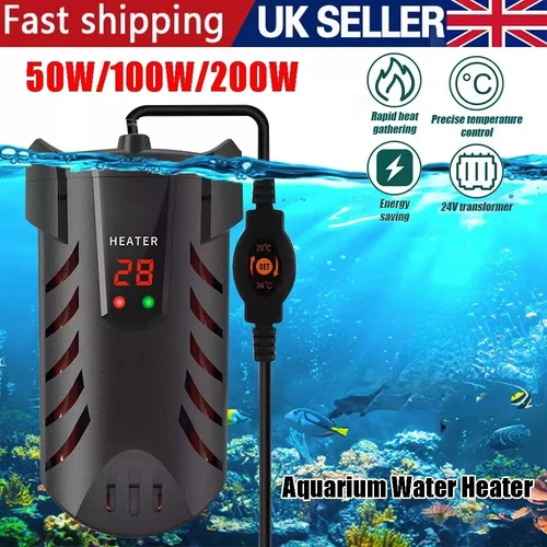 50-200W Aquarium Water Heater Aqua Fish Tank Thermosafe LCD Digital Submersible - Picture 1 of 21