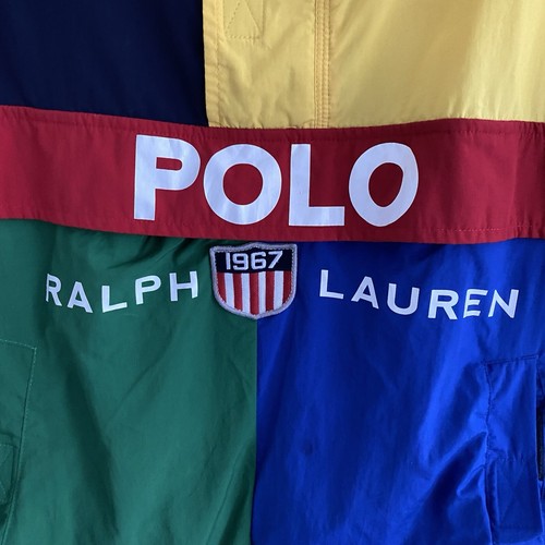 Polo Ralph Lauren Windbreaker Jacket Size M Medium Mens Colour Block Rain Coat - Picture 8 of 12