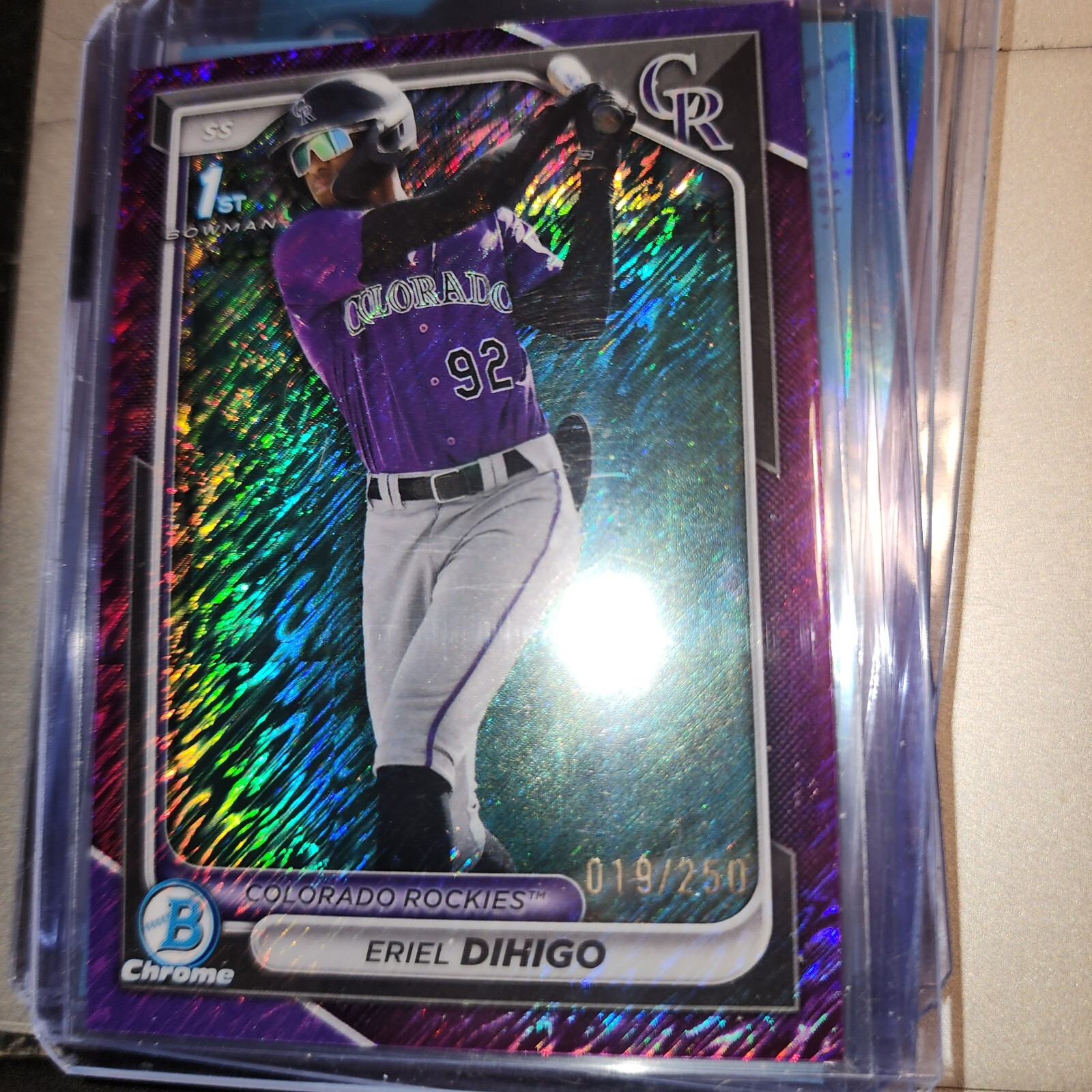 2024 1ST BOWMAN CHROME PROSPECT PURPLE SHIMMER ERIEL DIHIGO RC 19/250 -COLORADO