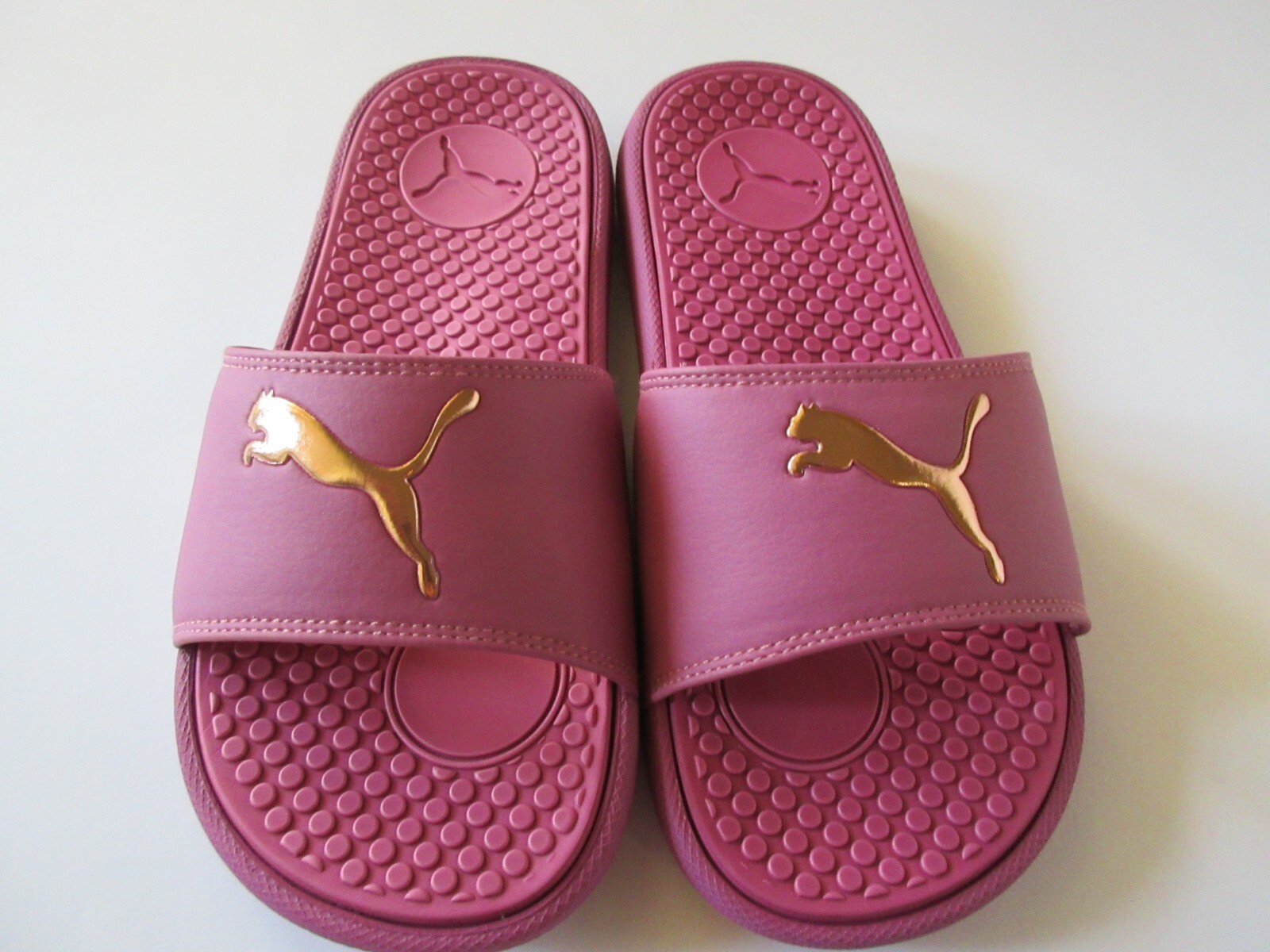 PANTOFOLA D’ORO Puma Cool Cat Sport Donna Casual Slide Logo Polvere Rosa Oro Rosa Nuovo