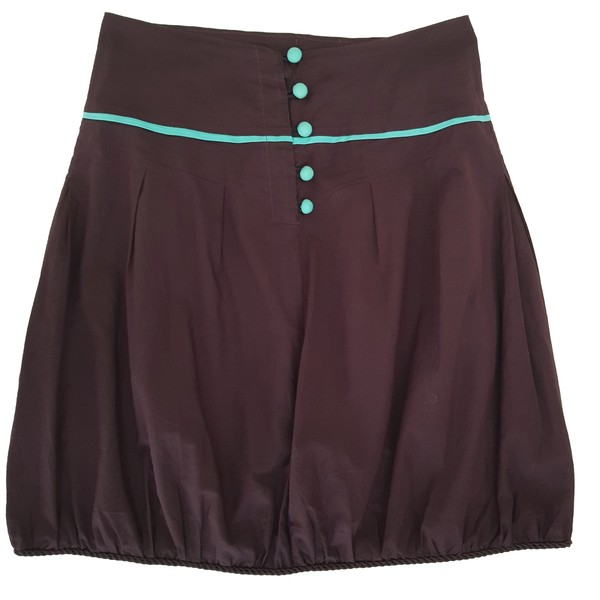 🌹WOMEN BUBBLE HEMED SHORT SKIRT XS-S MAROON AQUA FIT & FLARE COTTON LINED🌹