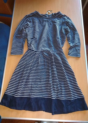 Vestito a righe bianche e blu S gonna skater maniche tre quarti  Stradivarius | eBay