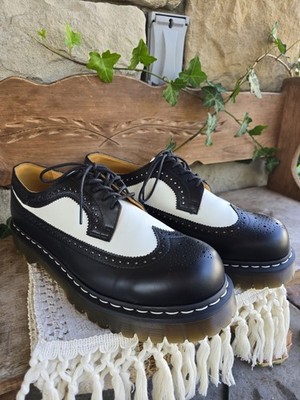 Dr Martens 3989 Black White Bex Wing Tip Oxford Brogue Spats Men's US 12 M
