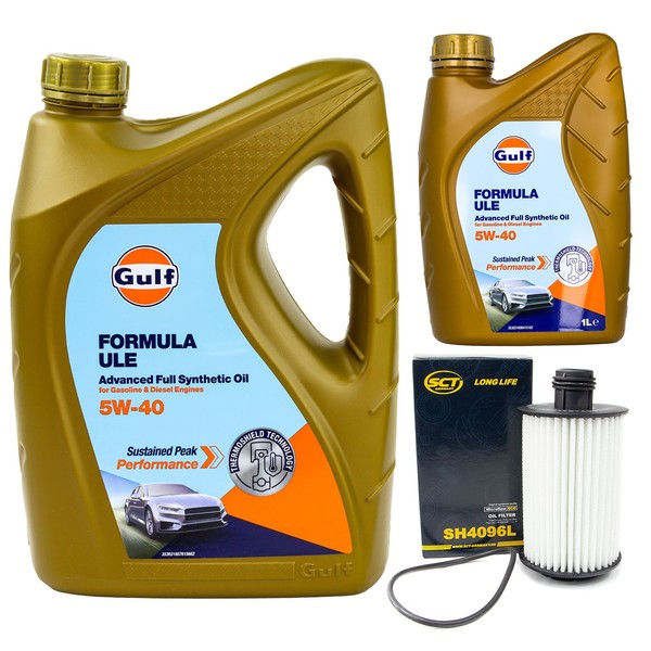 MotoröL Set Gulf Formula ULE 5W-40 6 Liter + ÖLfilter FüR Chevrolet Cruze 2.0-image