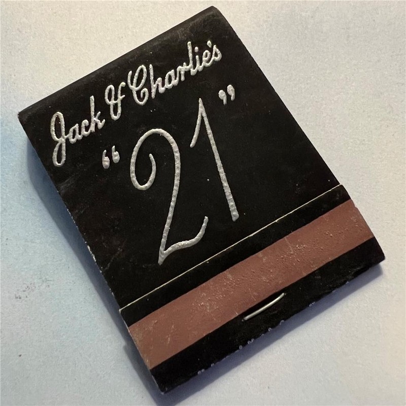 Vtg 21 CLUB Jack & Charlie’s Matchbook New York City Iron Gate JUdson 2-7200