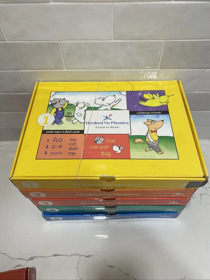 Juego de fonética enganchada vintage niveles 1-5 con caja de herramientas para padres. Foto 3 de 4