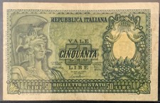 1951 ITALY PAPER MONEY - 50 LIRE BANKNOTE!