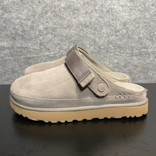 UGG Womens Goldenstar Clog Slide Size 9.5 Gray Smoke Plume Suede Platform Winter