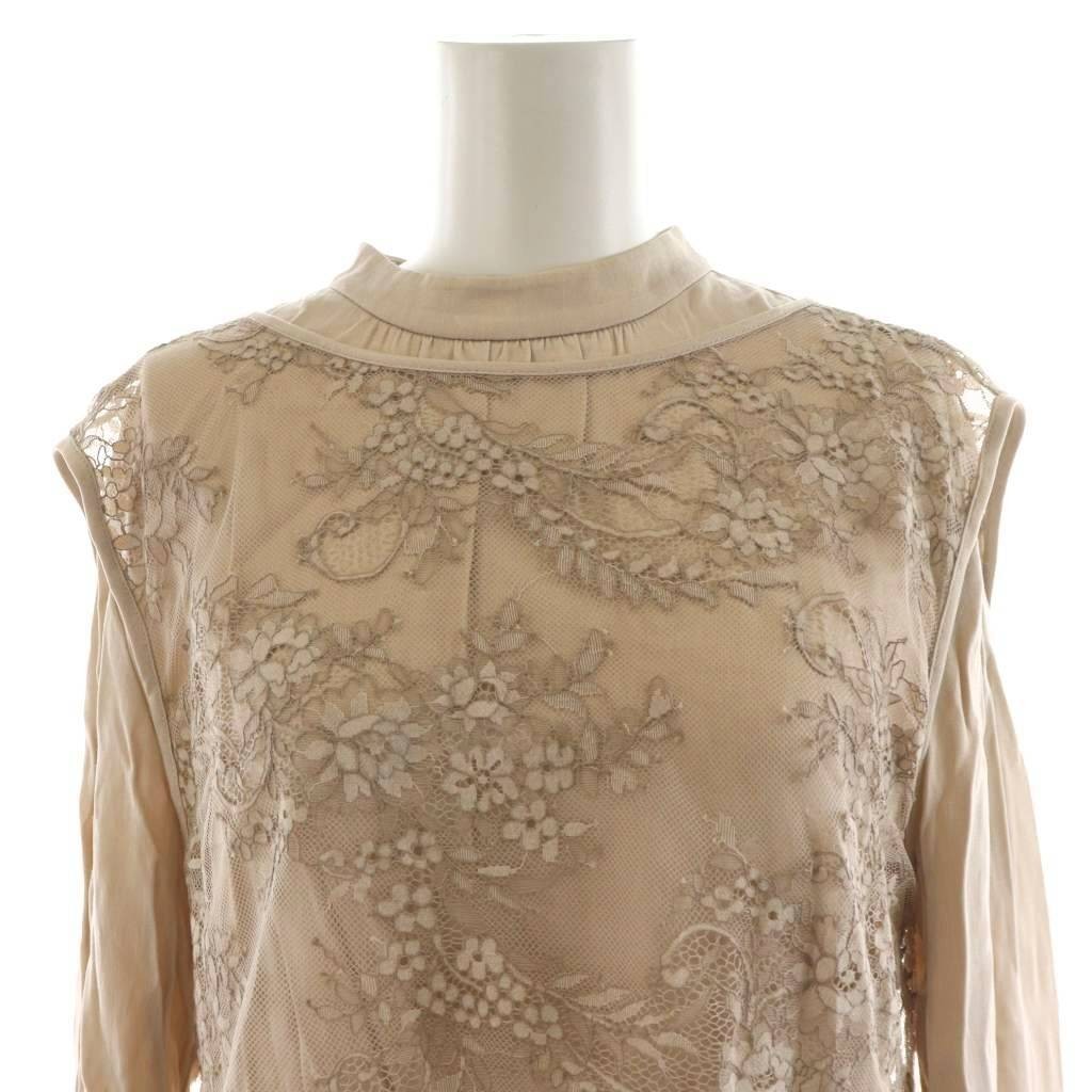 Ameri VINTAGE 20AW Lace Layered Blouse Beige Long… - image 6