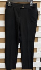 Nine West Straight Leg Pants Womens 10 Black Chic Button New!