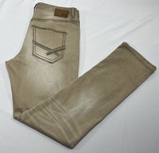 BKE Jake Jeans Mens 36L (Fit: 36x34”) Beige Brown Skinny Leg Denim - Stains