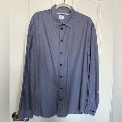 EUC ARMANI by Giorgio Armani Navy Triangle Checkered Dress Shirt size XXL
