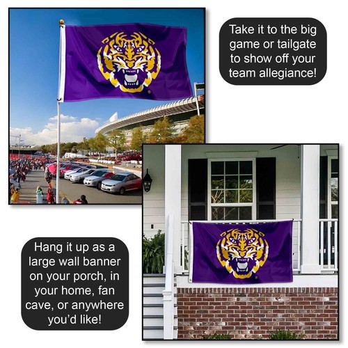 Louisiana State LSU Tigers Tiger Head Flag Large 3x5 - Picture 4 of 7