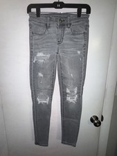 American Eagle Next Level Stretch Jegging Jeans Size 00 Short Gray Distressed