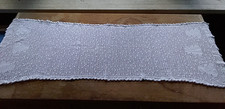 Cotton Handmade Crochet Lace White Table Runner, Dresser Scarf 52"x26"
