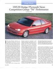 1995 -1999 Dodge Neon 3 Page Article Plymouth Neon