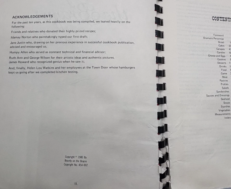 Bounty on the Brazos Cookbook Marlin Texas Four Generations Family 1980 Vtg RARE - Imagem 3 de 4