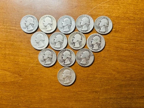 12 1934 To 1947 Washington Silver Quarter Mixed Lot. Nice Brilliant Uncirculated