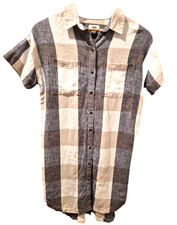 Old Navy Plaid Lined Button Dress Lightweight Quick Dry Beach Vacay Summer L