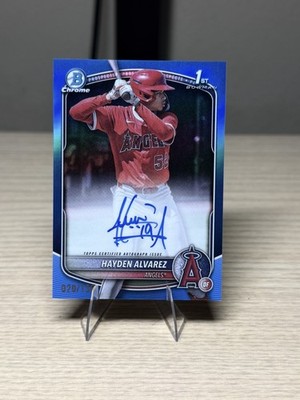 2025 Bowman Chrome Hayden Alvarez 1st True Blue Refractor Auto /150 #CPA-HA
