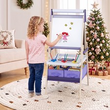 Easel for Kid, Double-sided Kids Easel w/ Magnetic Whiteboard and Chalkboard