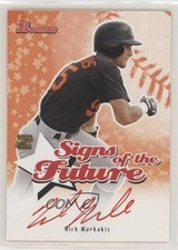 2004 Bowman Signs of the Future Red Ink Nick Markakis #SOF-NM Auto 0r4
