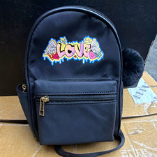 Girls Mini Black Polyester LOVE Graphic Backp...